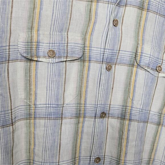 TOMMY BAHAMA Men's Blue/Green Plaid Short Sleeve Button Front Shirt Size M - Picture 4 of 10
